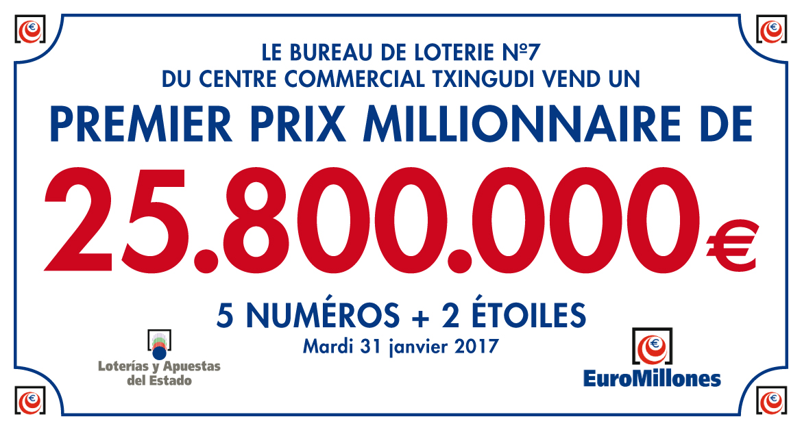 Euromillions : Le gros lot vendu au Bureau de Loterie de Txingudi